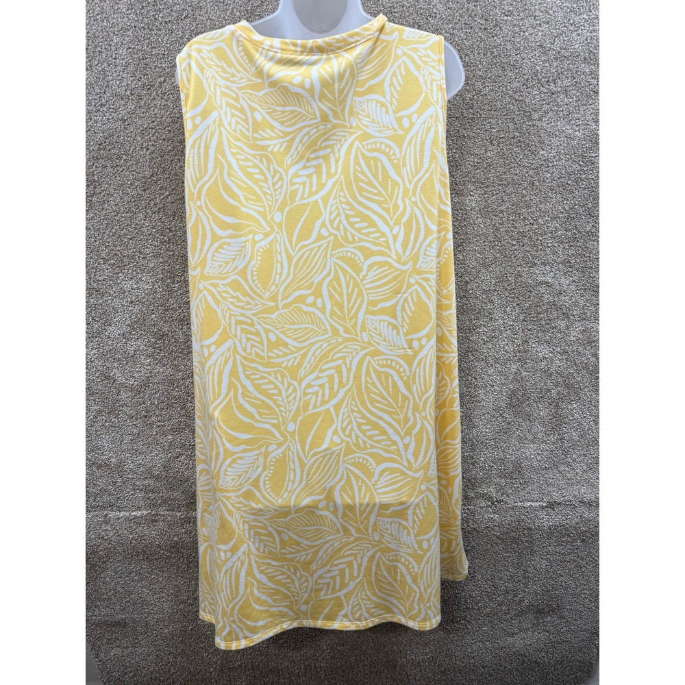 Apt. 9 Womens XL Yellow White Tropical Leaf Print Sleeveless Shift Sun Dress - Picture 10 of 11